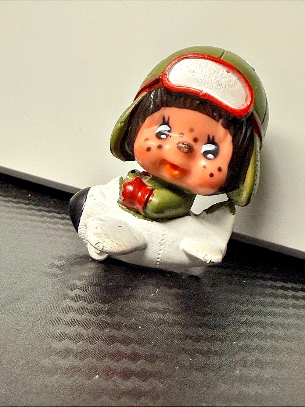 Sekiguchi Monchhichi Pilot Airplane PVC Figurine White & Green